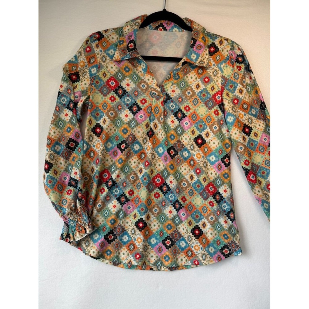 LUYAA Geometric Print Blouse – Size Small